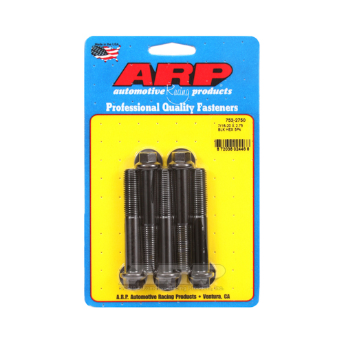 ARP Bolts, Hex Head, Chromoly Steel, Black Oxide, 7/16-20 in. RH Thread, 2.750 in. UHL, Set of 5