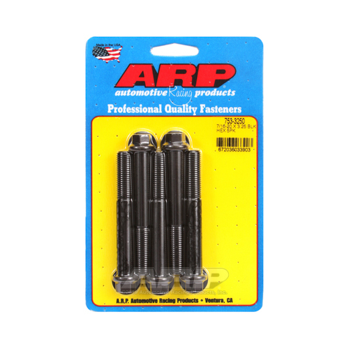 ARP Bolts, Hex Head, Chromoly Steel, Black Oxide, 7/16-20 in. RH Thread, 3.250 in. UHL, Set of 5
