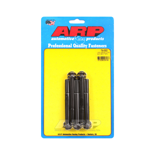 ARP Bolts, Hex Head, Chromoly Steel, Black Oxide, 3/8 in.-24 RH Thread, 3.500 in. UHL, Set of 5