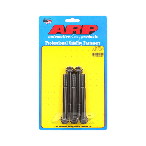 ARP Bolts, Hex Head, Chromoly Steel, Black Oxide, 3/8 in.-24 RH Thread, 3.750 in. UHL, Set of 5