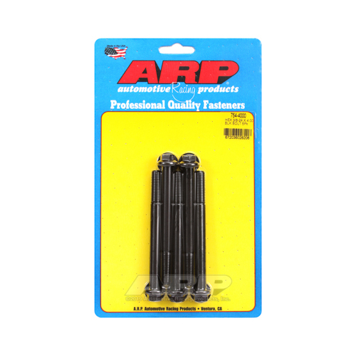 ARP Bolts, Hex Head, Chromoly Steel, Black Oxide, 3/8 in.-24 RH Thread, 4.000 in. UHL, Set of 5