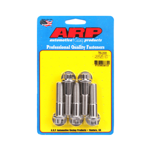 ARP Bolts, Stainless Steel 300, Polished, 12-Point Head, 1/2-20 in. Thread, 2.00 in. UHL, Set of 5