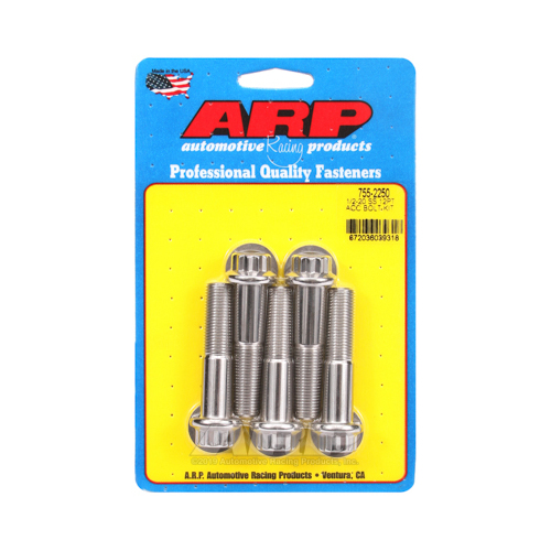 ARP Bolts, Stainless Steel 300, Polished, 12-Point Head, 1/2-20 in. Thread, 2.25 in. UHL, Set of 5