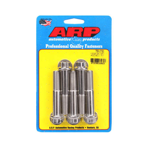 ARP Bolts, Stainless Steel 300, Polished, 12-Point Head, 1/2-20 in. Thread, 2.75 in. UHL, Set of 5