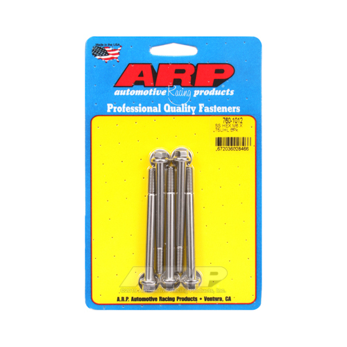 ARP Bolts, Hex Head, Stainless 300, Polished, 6mm x 1.00 RH Thread, 75mm UHL, Set of 5