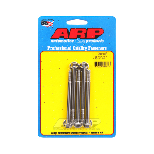 ARP Bolts, Hex Head, Stainless 300, Polished, 6mm x 1.00 RH Thread, 80mm UHL, Set of 5