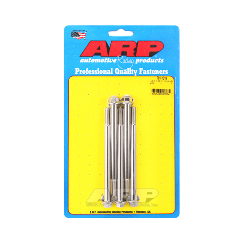 ARP Bolts, Hex Head, Stainless 300, Polished, 8mm x 1.25 RH Thread, 115mm UHL, Set of 5