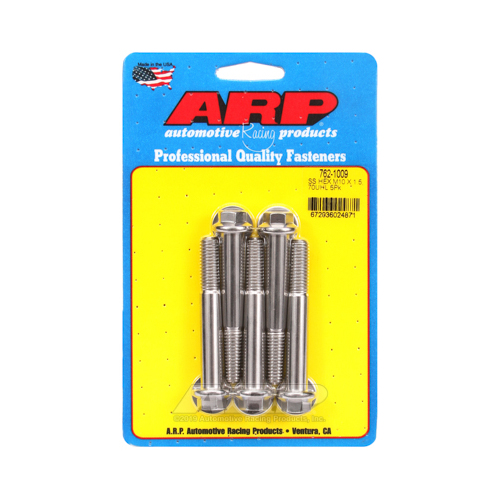 ARP Bolts, Hex Head, Stainless 300, Polished, 10mm x 1.5 RH Thread, 70mm UHL, Set of 5
