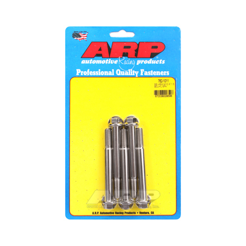 ARP Bolts, Hex Head, Stainless 300, Polished, 10mm x 1.5 RH Thread, 90mm UHL, Set of 5