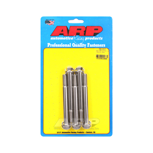ARP Bolts, Hex Head, Stainless 300, Polished, 10mm x 1.5 RH Thread, 100mm UHL, Set of 5