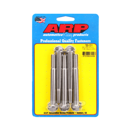 ARP Bolts, Hex Head, Stainless 300, Polished, 10mm x 1.25 RH Thread, 90mm UHL, Set of 5