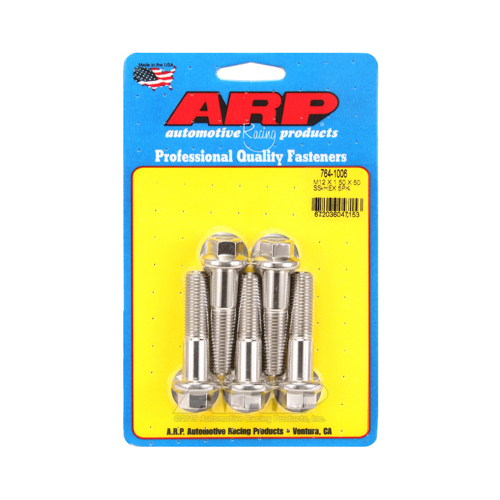 ARP Bolts, Stainless Steel 300, Polished, Hex Head, 12mm x 1.50 Thread, 50mm UHL, Set of 5