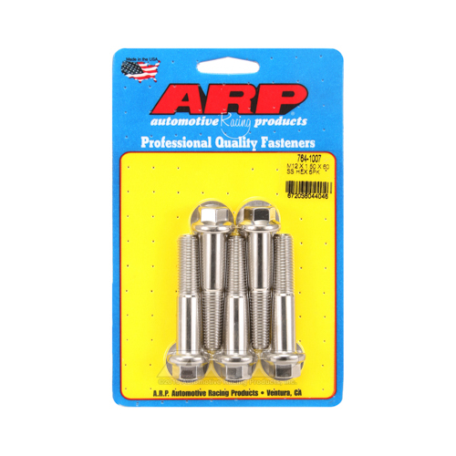 ARP Bolts, Stainless Steel 300, Polished, Hex Head, 12mm x 1.50 Thread, 60mm UHL, Set of 5