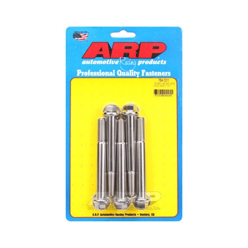 ARP Bolts, Stainless Steel 300, Polished, Hex Head, 12mm x 1.50 Thread, 100mm UHL, Set of 5