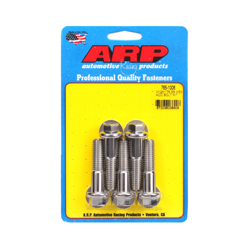 ARP Bolts, Hex Head, Stainless Steel, Natural, 12mm x 1.75 Thread, 1.969 in. UHL, Set of 5