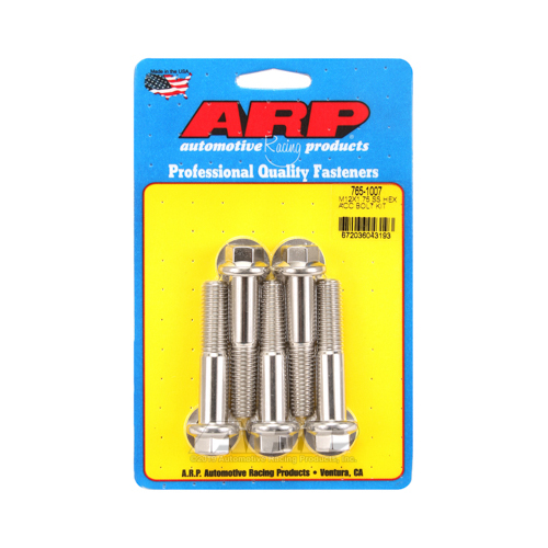 ARP Bolts, Stainless Steel 300, Polished, Hex Head, 12mm x 1.75 Thread, 60mm UHL, Set of 5