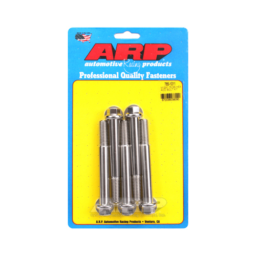 ARP Bolts, Stainless Steel 300, Polished, Hex Head, 12mm x 1.75 Thread, 100mm UHL, Set of 5