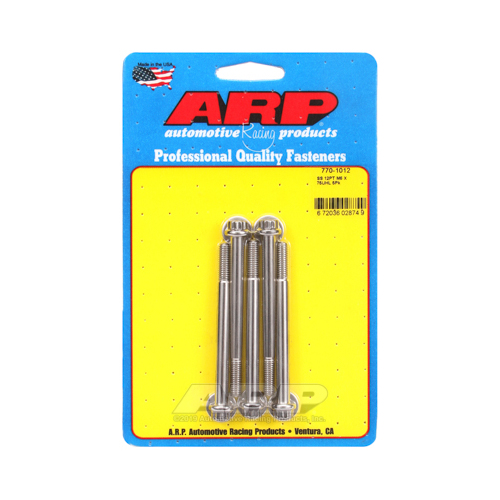 ARP Bolts, 12-Point Head, Stainless 300, Polished, 6mm x 1.00 RH Thread, 75mm UHL, Set of 5