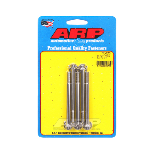 ARP Bolts, 12-Point Head, Stainless 300, Polished, 6mm x 1.00 RH Thread, 80mm UHL, Set of 5