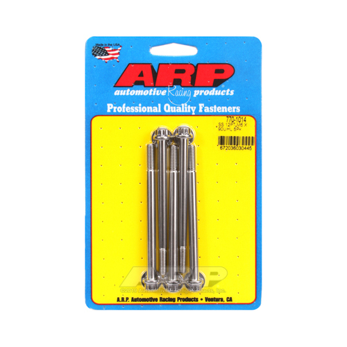 ARP Bolts, 12-Point Head, Stainless 300, Polished, 6mm x 1.00 RH Thread, 90mm UHL, Set of 5