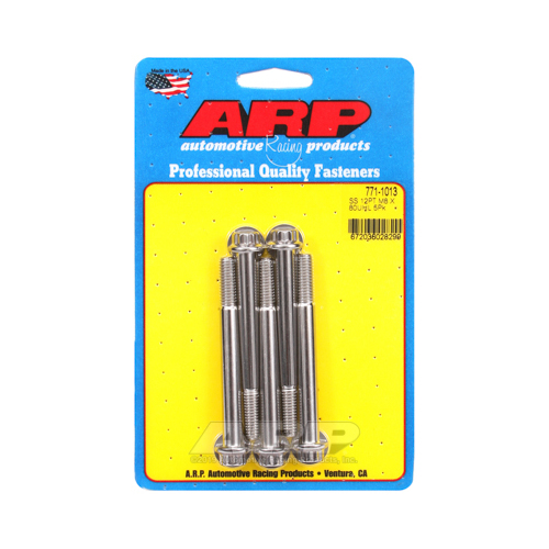 ARP Bolts, 12-Point Head, Stainless 300, Polished, 8mm x 1.25 RH Thread, 80mm UHL, Set of 5