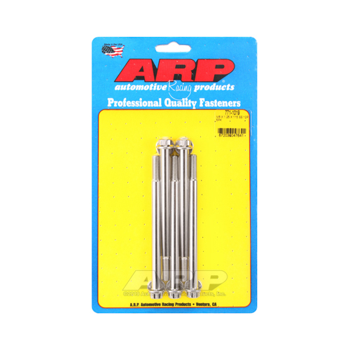 ARP Bolts, 12-Point Head, Stainless 300, Polished, 8mm x 1.25 RH Thread, 115mm UHL, Set of 5