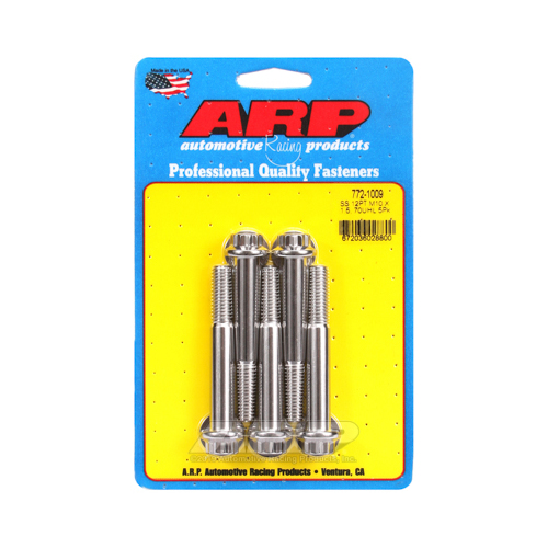 ARP Bolts, 12-Point Head, Stainless 300, Polished, 10mm x 1.5 RH Thread, 70mm UHL, Set of 5