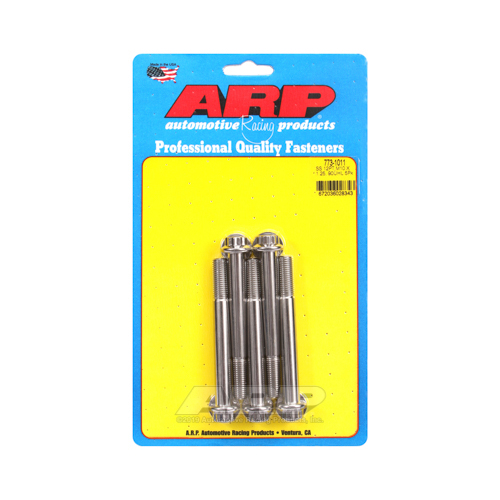 ARP Bolts, 12-Point Head, Stainless 300, Polished, 10mm x 1.25 RH Thread, 90mm UHL, Set of 5