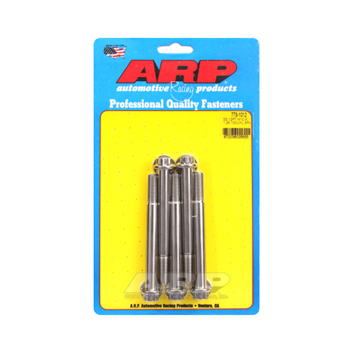 ARP Bolts, 12-Point Head, Stainless 300, Polished, 10mm x 1.25 RH Thread, 100mm UHL, Set of 5