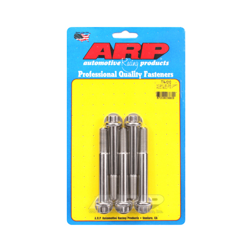 ARP Bolts, Stainless Steel 300, Polished, 12-Point Head, 12mm x 1.50 Thread, 90mm UHL, Set of 5
