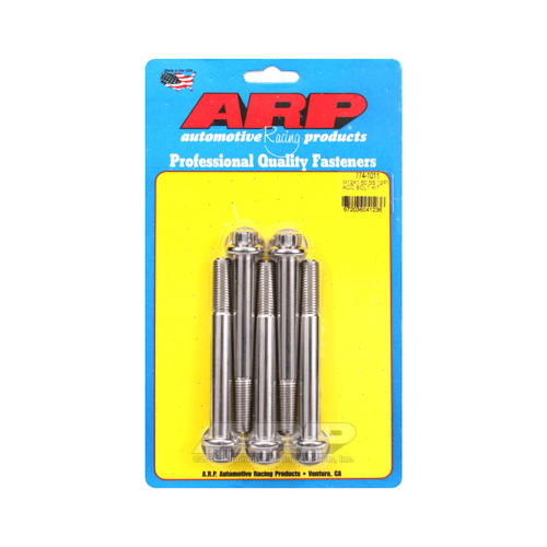 ARP Bolts, Stainless Steel 300, Polished, 12-Point Head, 12mm x 1.50 Thread, 100mm UHL, Set of 5