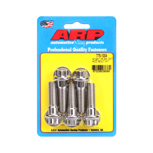 ARP Bolts, Stainless Steel 300, Polished, 12-Point Head, 12mm x 1.75 Thread, 40mm UHL, Set of 5