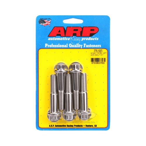 ARP Bolts, Stainless Steel 300, Polished, 12-Point Head, 12mm x 1.75 Thread, 60mm UHL, Set of 5