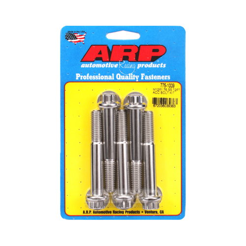 ARP Bolts, Stainless Steel 300, Polished, 12-Point Head, 12mm x 1.75 Thread, 80mm UHL, Set of 5
