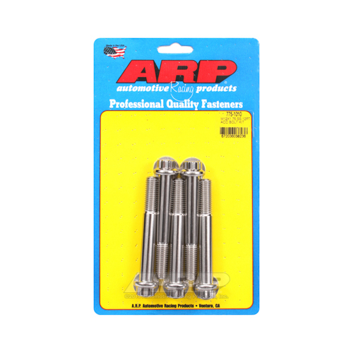ARP Bolts, Stainless Steel 300, Polished, 12-Point Head, 12mm x 1.75 Thread, 90mm UHL, Set of 5