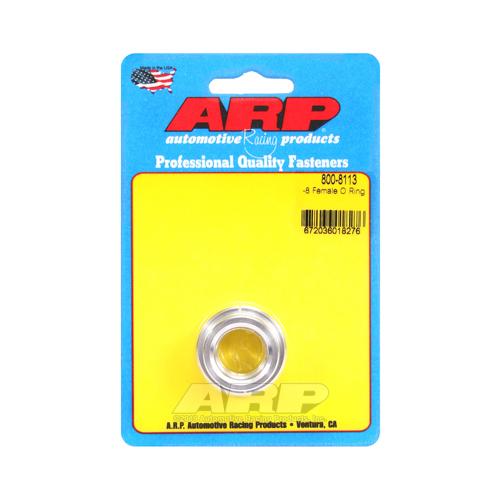 ARP Fitting, Bung, Weld-In, Female, O-ring 8 AN, Aluminum, Each