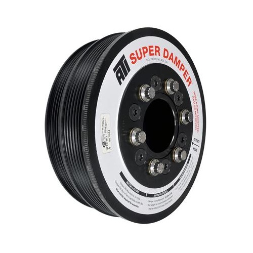 ATI Performance Products Harmonic Balancer, Super Damper, Chev Holden Commodore, 7.425 In. Dia, Black Steel , 6 & 4 Groove, LS1 LS2, 6 Bolt, Each