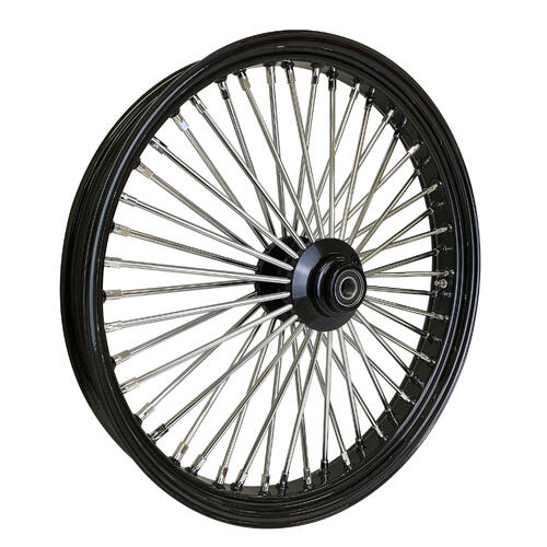 Attitude Inc Wheel, Front, MaxSpoke, Black/Chrome Spoke, For Harley-Davidson , 21X2.15 Single Disc 3/4'' Axle, Each