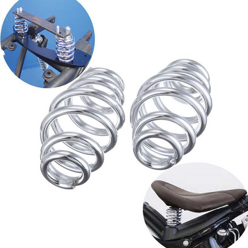 Attitude Inc Universal 3 Inch Chrome Motorcycle Solo Seat Springs For Harley Chopper Bobber, Pair