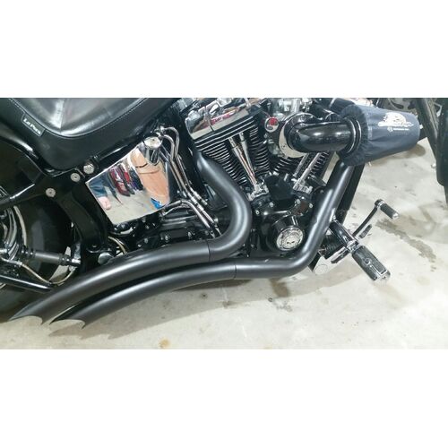 Attitude Inc, Razors Black Headers, Exhuast Kit, Big Radius Suit Harley Softail 1986-2017, Black, Heathields Attached, Kit