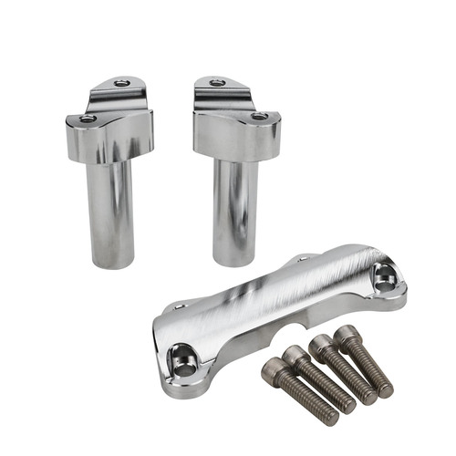 Attitude Inc Handlebar Riser kit, Suit Harley 3.5 inch high . Aluminium Chrome/Machined, Set