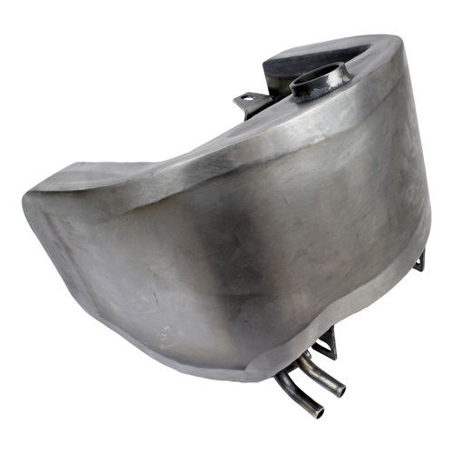 Kraftec Oil Tank, Winged Horseshoe 3Qt Center/Fill Raw for Softail Style & Rigid Frames, Each