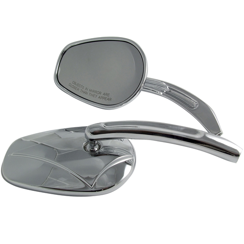 Attitude Inc Diamond Rear View Mirror Set , For Harley Custom, Pair