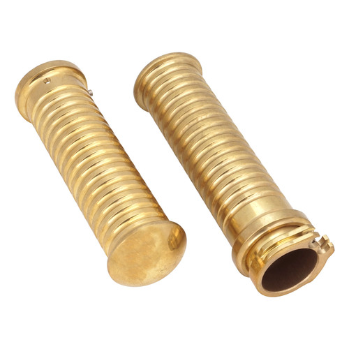 Attitude Inc Handle bar Grips Old School, Brass ribbed Hand Grips 1' Bars Pair For Harley, Set 