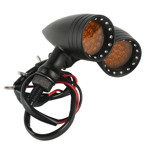 Attitude Inc Retro Bullet Universal Turn Signal Indicator Lights LED, Black, For Harley Models, Set