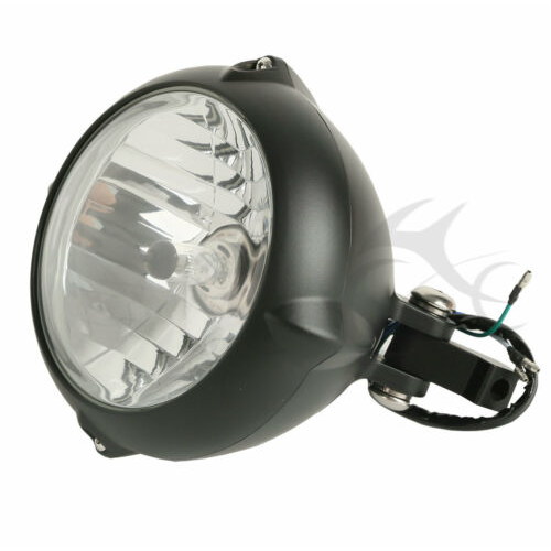 Attitude Inc Headlight Lamp Kit ,Aluminium Black 7 inch, Amber Headlight Lamp, For Harley Bobber Chopper Cruiser Old School ,Each