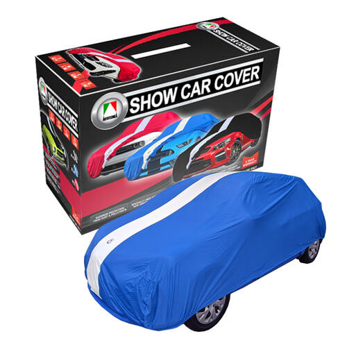 Autotechnica Car Cover - Indoor Show Cover Small Size Blue Cover With Side Security Straps 4M