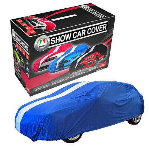 Autotechnica Car Cover - Indoor Show Cover Medium Size Blue Cover With Side Security Straps. 4.4 M S
