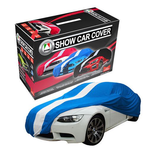 Autotechnica Car Cover - Indoor Show Cover Large Size Blue Cover With Side Security Straps. 4.8M Str