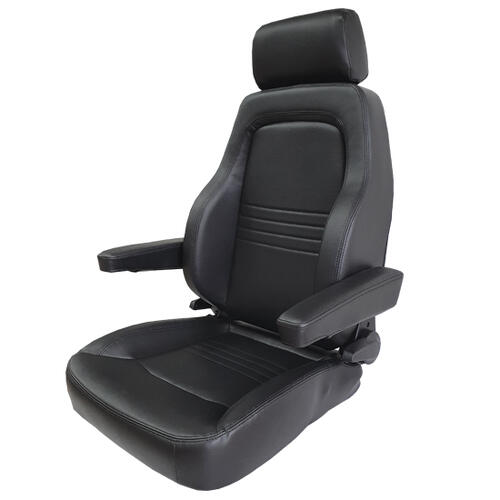 Autotechnica Seat - Sports Seat Black Pu Leather With Head Rest, Heated, Low Base With Arm Rest